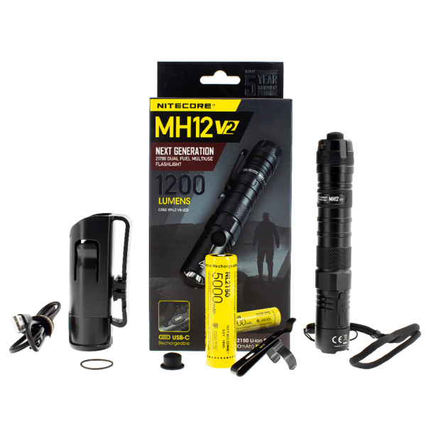 Тактический фонарь Nitecore MH12 v2, 1200 люмен